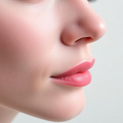 Close-up of a woman's smooth skin after nasolabial fold filler treatment in Dubai showing youthful, wrinkle-free results
