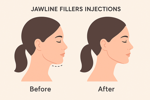 Before: Face with concerns and hairs; After: Smooth jawline; Background: Pastel.